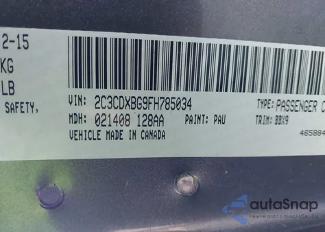 2015 Dodge Charger Se z USA, uszkodzony, nr VIN 2C3CDXBG9FH785034